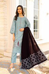 ADORE-3PC KHADDAR EMBROIDERED SHIRT WITH VELVET EMBROIDERED READY TO WEAR SHAWL-1522