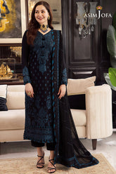 ASIM JOFA- 3PC DHANAK EMBROIDERED SHIRT WITH BAMBER DHANAK EMBROIDERED SHAWL & TROUSER-ADR-4078