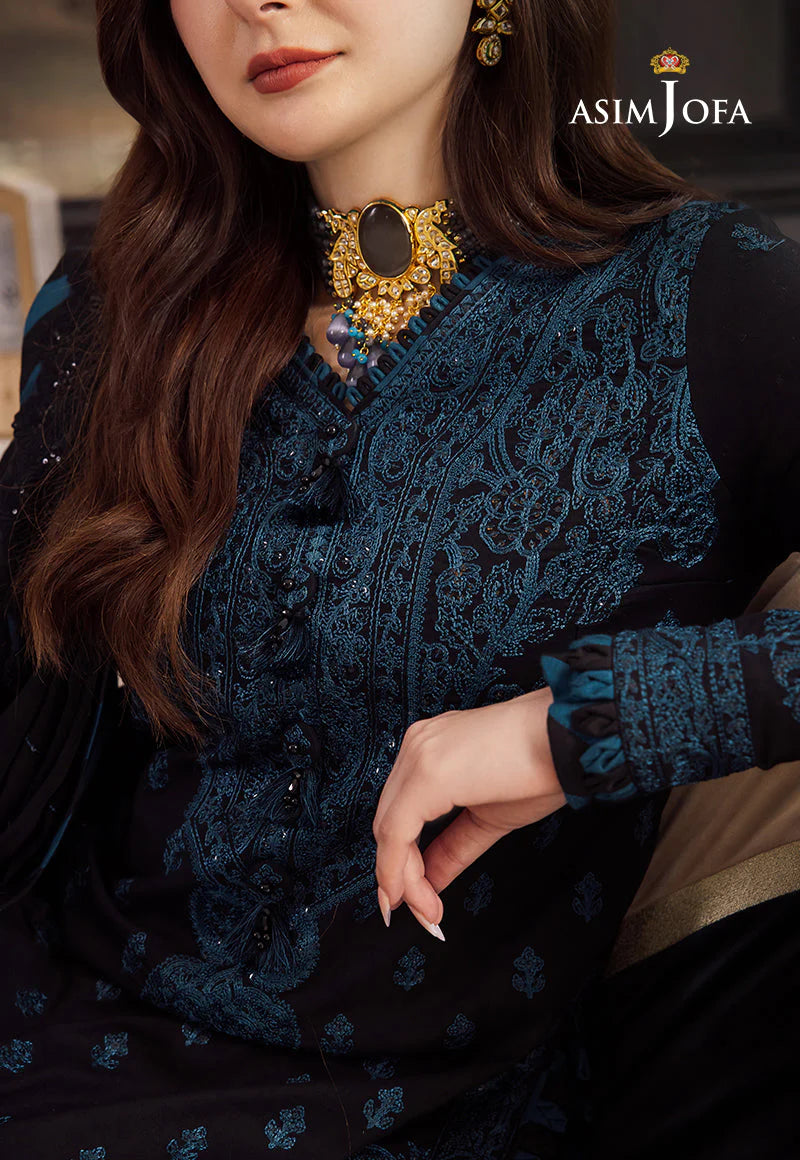 ASIM JOFA- 3PC DHANAK EMBROIDERED SHIRT WITH BAMBER DHANAK EMBROIDERED SHAWL & TROUSER-ADR-4078