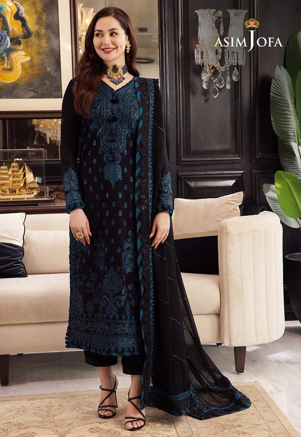 ASIM JOFA- 3PC DHANAK EMBROIDERED SHIRT WITH BAMBER DHANAK EMBROIDERED SHAWL & TROUSER-ADR-4078