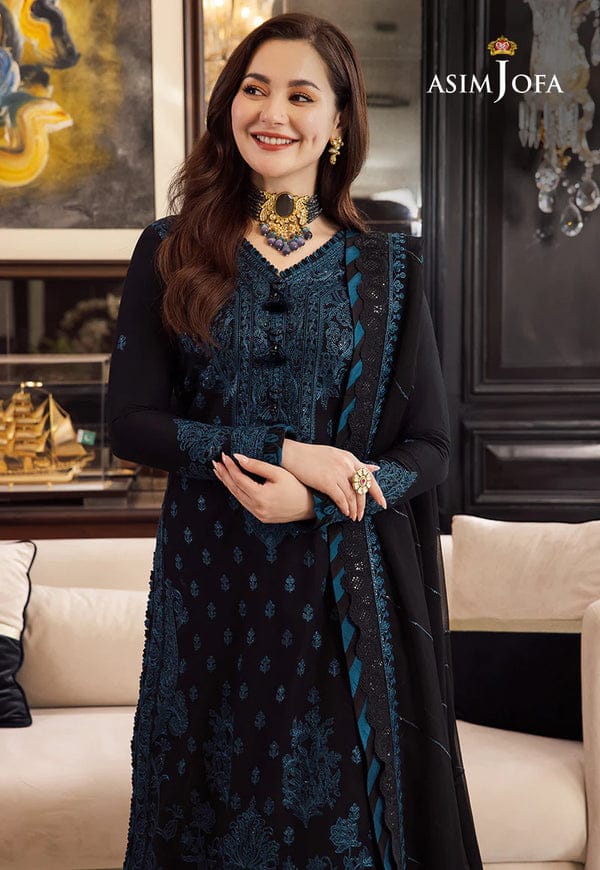 ASIM JOFA- 3PC DHANAK EMBROIDERED SHIRT WITH BAMBER DHANAK EMBROIDERED SHAWL & TROUSER-ADR-4078