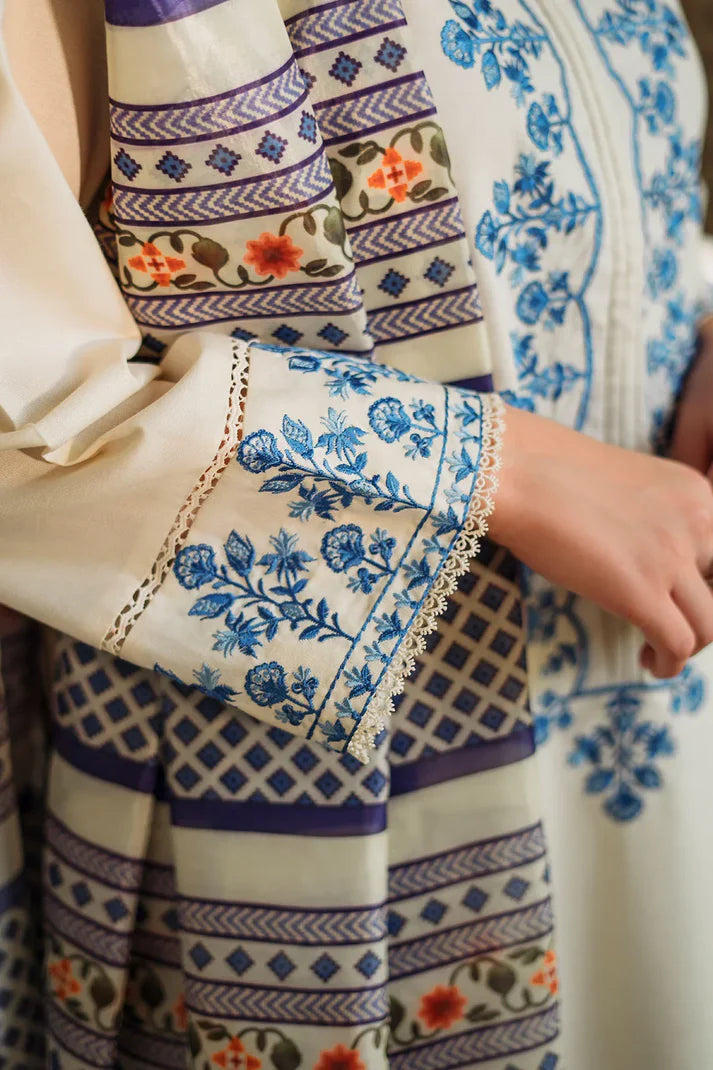 ZIVA - 3PC KHADAR EMBROIDERED SHIRT WITH WOOL PRINTED SHAWL & EMB TROUSER-ADR-3400