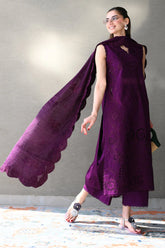 ZAIB-3PC LAWN EMBROIDERED SHIRT WITH KHADDI NET EMBROIDERED DUPATTA AND TROUSER-ADR-4814