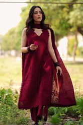 ZAIB-3PC LAWN HEAVY EMBROIDERED SHIRT WITH KHADDI NET EMB DUPATTA AND EMB TROUSER-ADR-4890