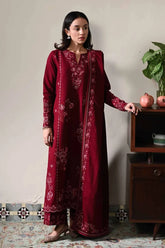 ZAIB-3PC DHANAK EMBROIDERED SHIRT WITH DHANAK EMBROIDERED SHAWL AND TROUSER-ADR-5031