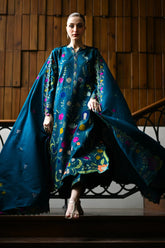 ZAIB-3PC DHANAK EMBROIDERED SHIRT WITH DHANAK EMBROIDERED SHAWL AND TROUSER-ADR-4370