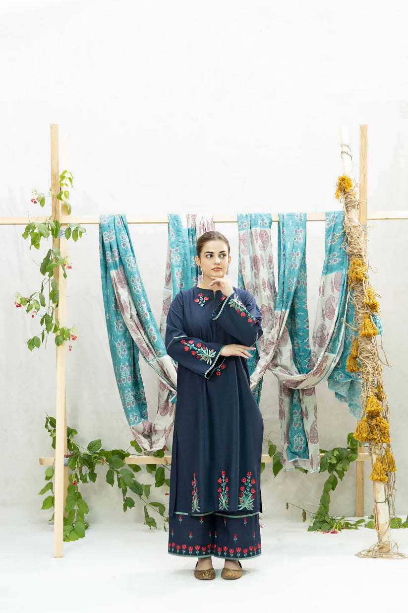 URGE-2PC DHANAK EMBROIDERED SHIRT WITH DHANAK EMBROIDDERED TROUSER-ADR 3397