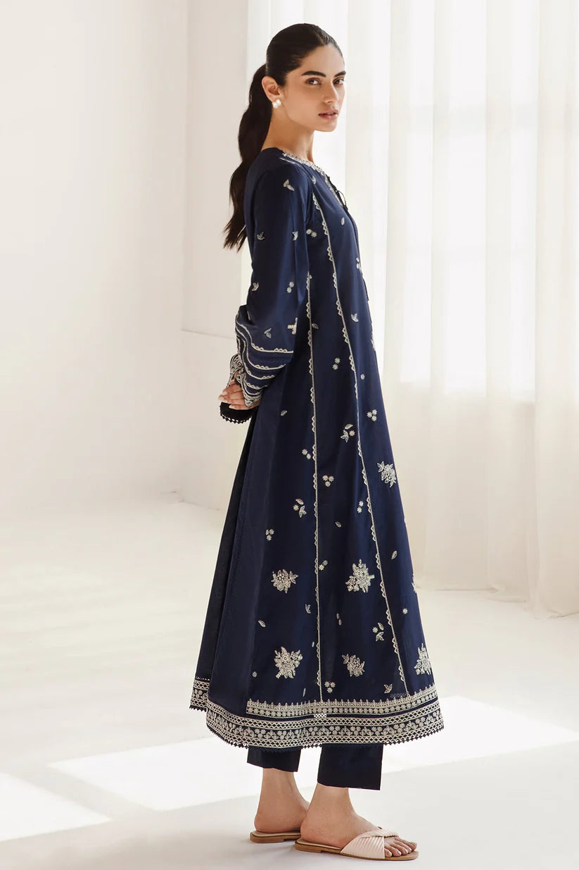 JAZMIN-3PC DHANAK SEQUENCE EMBROIDERED SHIRT WITH COUTRAI PRINTED SHAWL & DHANAK TOUSER-ADR-4182