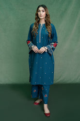 URGE-2PC DHANAK EMBROIDRED SHIRT WITH DHANAK EMBROIDRED TROUSER-ADR-101