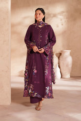 IZNIK-3PC LAWN EMBROIDERED SHIRT WITH KHAADI NET EMBROIDERED DUPATTA AND TROUSER-ADR-4833