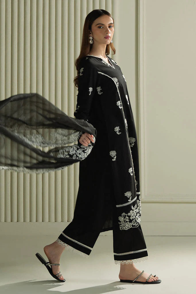 CROSS STITCH-3PC LAWN EMBROIDERED SHIRT WITH KHAADI NET EMBROIDRERD DUPATTA & TROUSER-ADR-3666