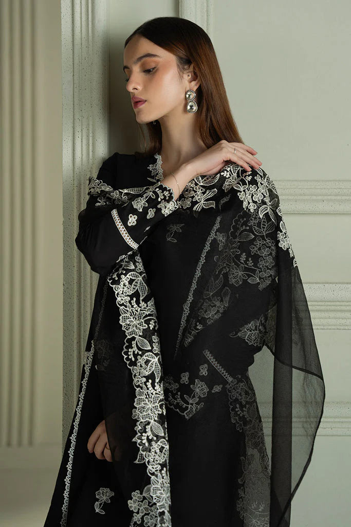 CROSS STITCH-3PC LAWN EMBROIDERED SHIRT WITH KHAADI NET EMBROIDRERD DUPATTA & TROUSER-ADR-3666