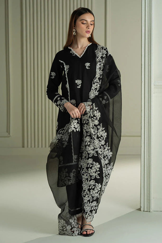 CROSS STITCH-3PC LAWN EMBROIDERED SHIRT WITH KHAADI NET EMBROIDRERD DUPATTA & TROUSER-ADR-3666