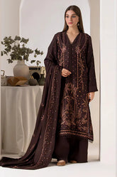 SOBIA NAZIR - 3PC DHANAK EMBROIDERED SHIRT WITH DHANAK EMBROIDERED SHAWL AND TROUSER-ADR-3424