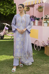 MIRAKHI-3PC LAWN EMBROIDERED SHIRT WITH KHAADI NET EMB DUPATTA & TROUSER-ADR-M10