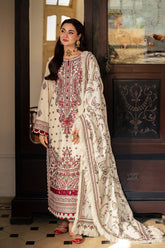 ASIM JOFA-3PC DHANAK SEQUENCE EMBROIDERED SHIRT WITH DHANAK EMBROIDERED SHAWL AND  DHANAK TROUSER-ADR-4060
