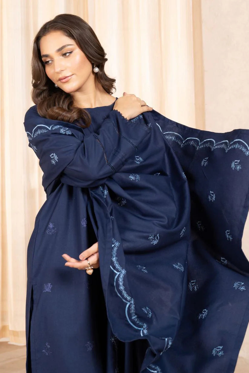 SAPPHIRE- 3PC Dhanak Embroidered Shirt With Dhanak Embroidered Shawl & Trouser-ADR-3326