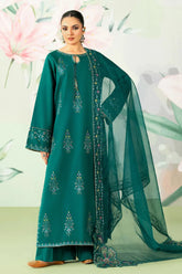 ETHNC-3PC LAWN SEQUIN EMBROIDERED SHIRT WITH ORGANZA EMBROIDERED DUPATTA AND TROUSER-ADR-4635