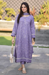 BAREEZE-3PC DHANAK EMBROIDERED SHIRT WITH CHIFFON EMBROIDERED DUPATTA AND TROUSER ADR-4163
