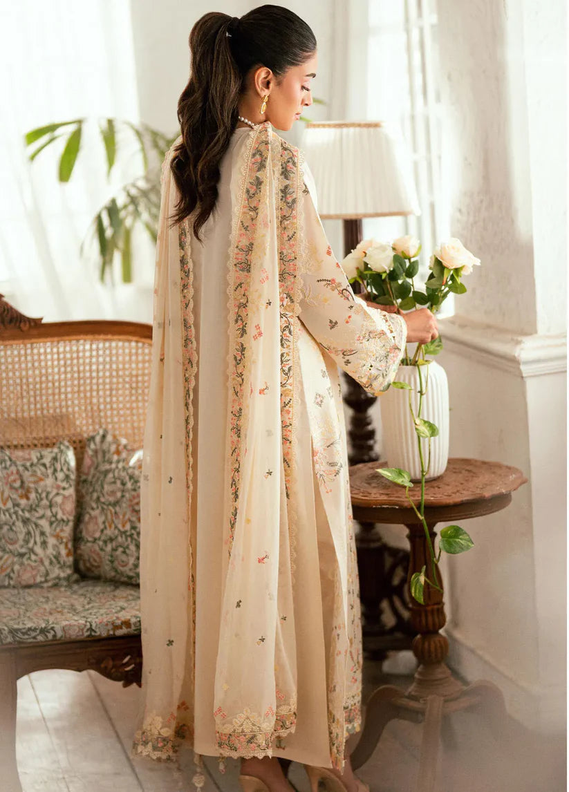 QALAMQAR - 3PC LAWN EMBROIDERED SHIRT WITH ORGANZA EMBROIDERED DUPATTA AND TROUSER -ADR-3804
