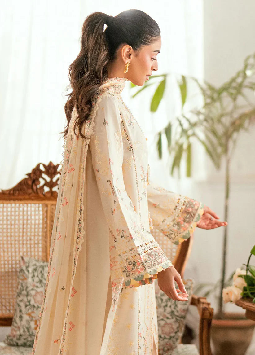 QALAMQAR - 3PC LAWN EMBROIDERED SHIRT WITH ORGANZA EMBROIDERED DUPATTA AND TROUSER -ADR-3804