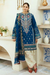 ZAHRA SHAHJAHAN- 3PC DHANAK EMBROIDERED SHIRT WITH WOOL PRINT SHAWL-ADR-4072