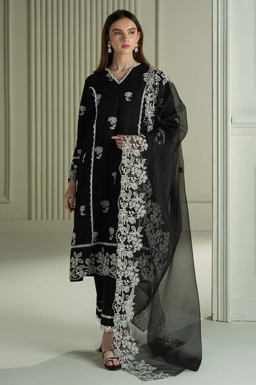 CROSS STITCH-3PC LAWN EMBROIDERED SHIRT WITH KHAADI NET EMBROIDRERD DUPATTA & TROUSER-ADR-3666