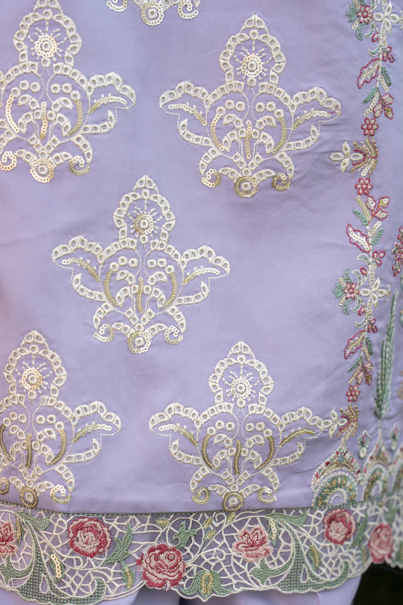 MIRAKHI-3PC LAWN EMBROIDERED SHIRT WITH KHAADI NET EMB DUPATTA & TROUSER-ADR-M10