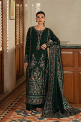 AFROZEH-3PC KARANDI EMBROIDERED SHIRT WITH KARANDI EMB SHAWL AND TROUSER-ADR-5195