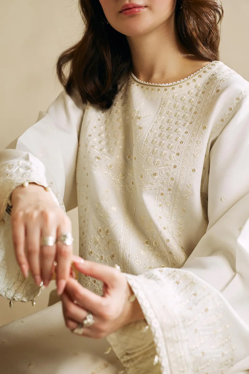 COCO BY ZARASHAHJAHAN - 3PC DHANAK SHIRT WITH SLUB DHANAK PRINT SHAWL-ADR-4010