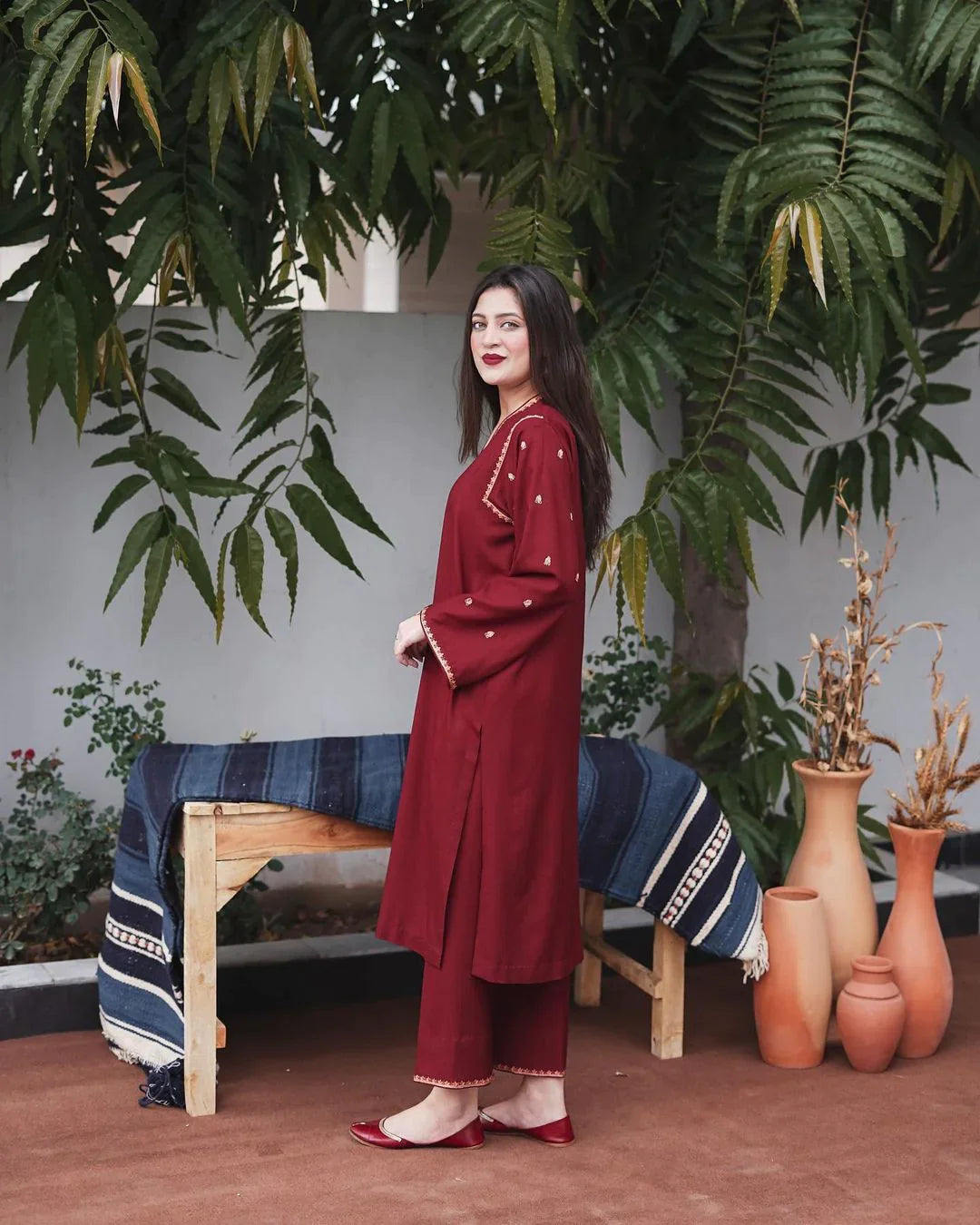 AiSLING-3PC DHANAK EMBROIDERED SHIRT DHANAK EMBROIDERED SHAWL AND EMB TROUSER-ADR-4237