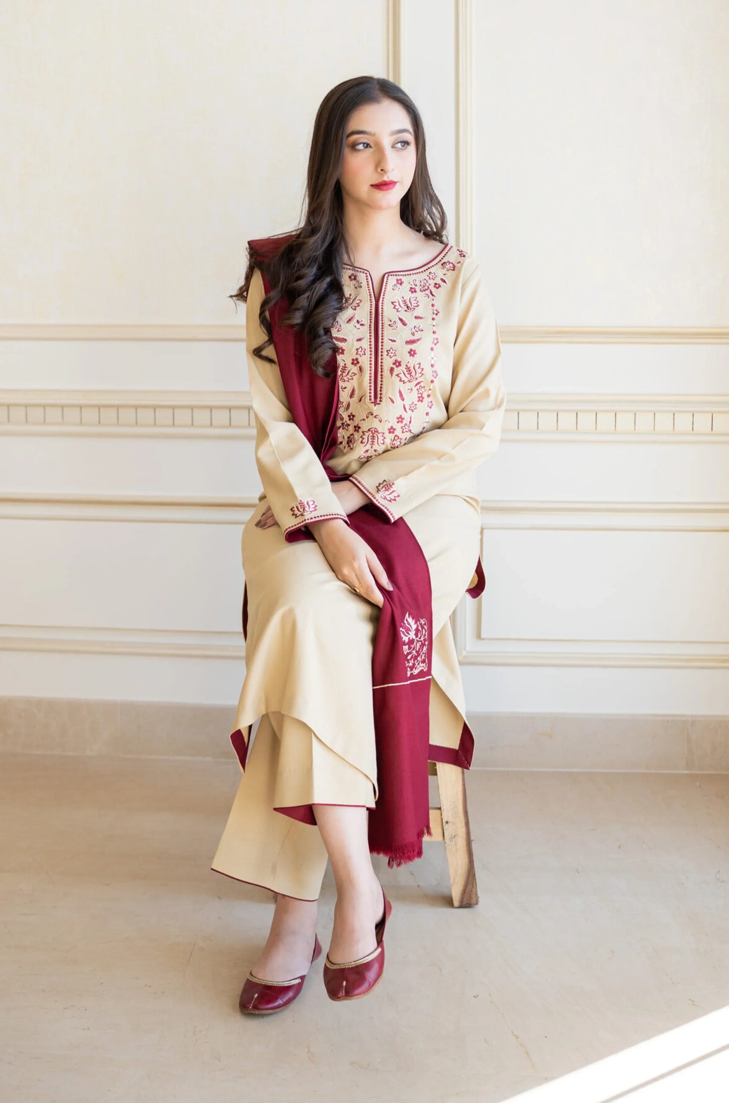 AISLING - 3PC DHANAK EMBROIDERED SHIRT WITH DHANAK DUAPATTA AND TROUSER-ADR-3131