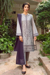 JAZMIN-3PC DHANAK EMBROIDERED SHIRT WITH BAMBER CHIFFON EMBROIDERD DUPATTA & TROUSER -ADR-3143