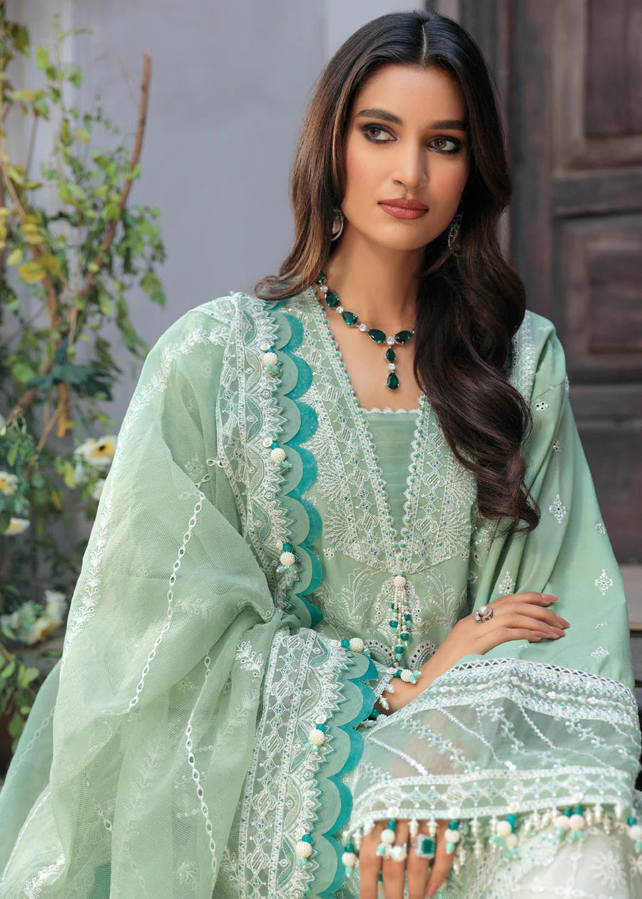 SAHEEFA- LAWN 3PC EMBROIDERED SHIRT WITH ORGANZA EMBROIDERED DUPATTA WITH TROUSER -ADR- 3426