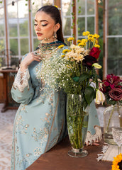 SAPPHIRE-3PC DHANAK EMBROIDERED SHIRT WITH COURTRAI PRINTED SHAWL AND TROUSER-ADR-4267