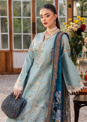 SAPPHIRE-3PC DHANAK EMBROIDERED SHIRT WITH COURTRAI PRINTED SHAWL AND TROUSER-ADR-4267