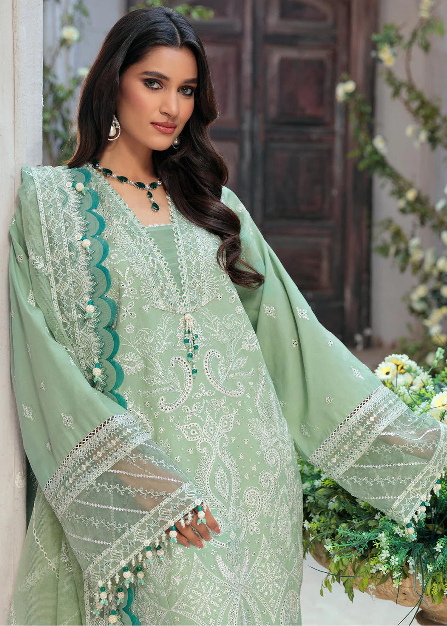 SAHEEFA- LAWN 3PC EMBROIDERED SHIRT WITH ORGANZA EMBROIDERED DUPATTA WITH TROUSER -ADR- 3426