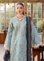 SAPPHIRE-3PC DHANAK EMBROIDERED SHIRT WITH COURTRAI PRINTED SHAWL AND TROUSER-ADR-4267