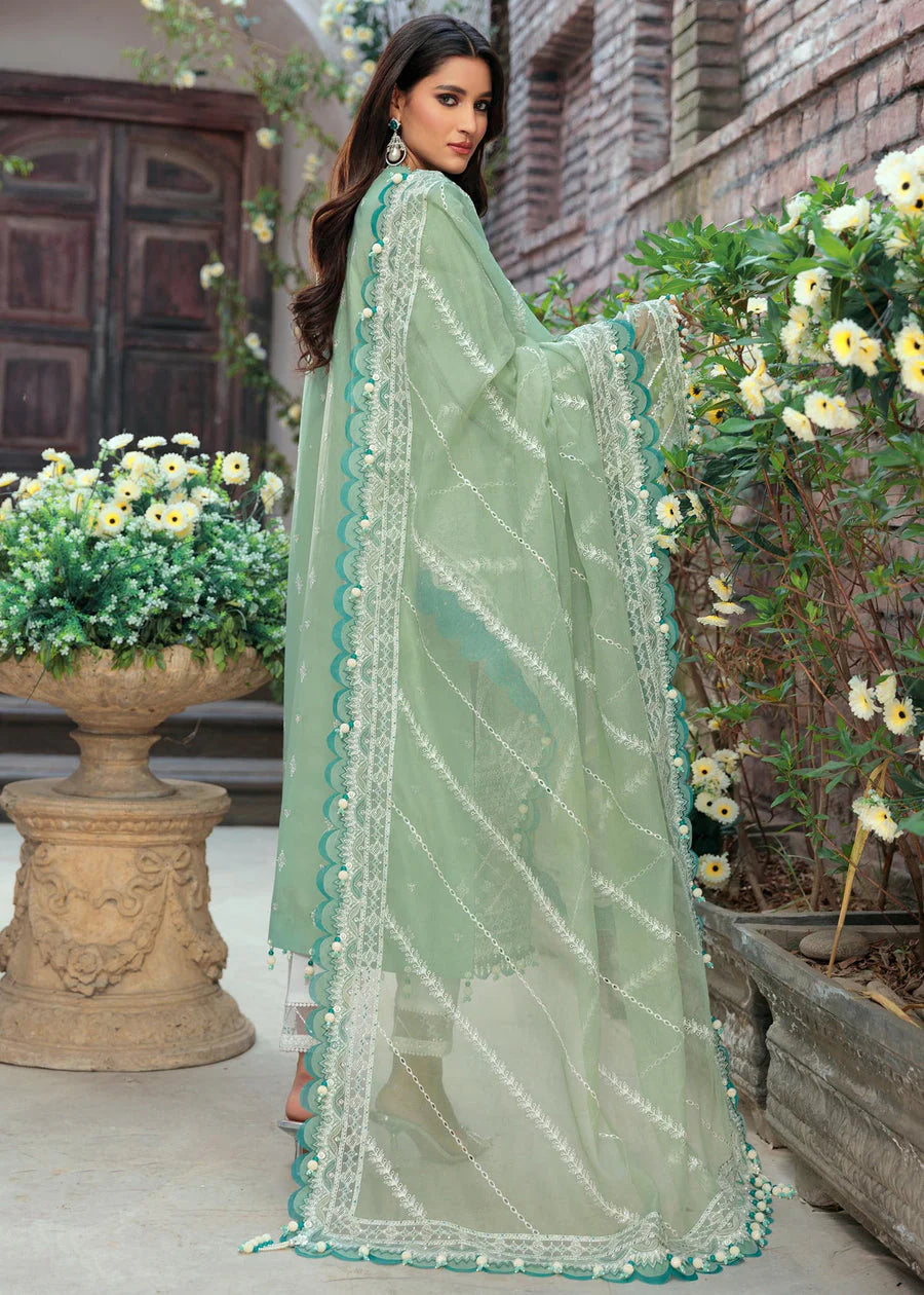 SAHEEFA- LAWN 3PC EMBROIDERED SHIRT WITH ORGANZA EMBROIDERED DUPATTA WITH TROUSER -ADR- 3426