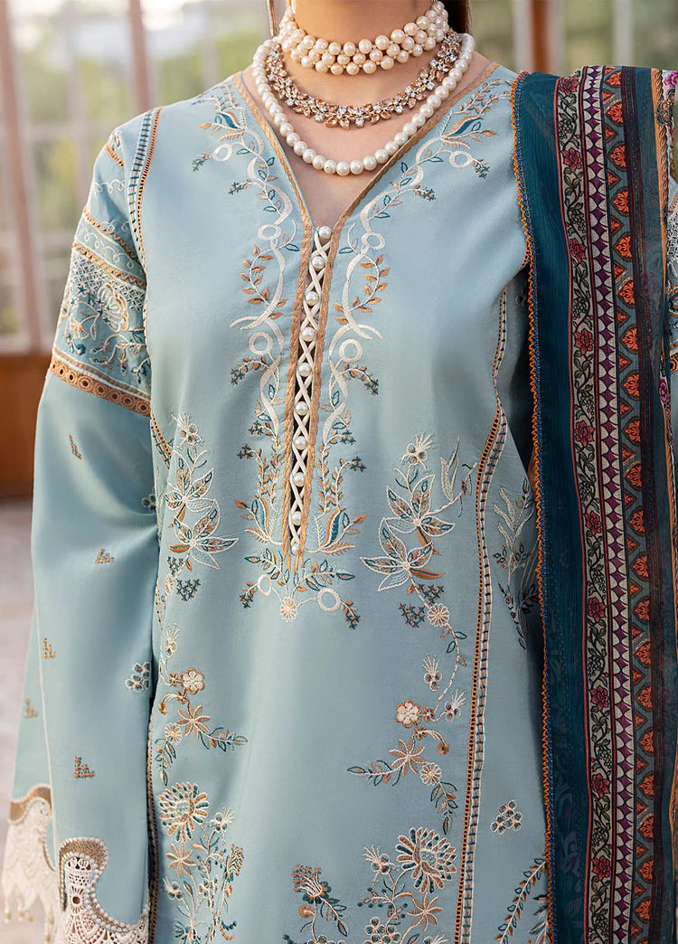 SAPPHIRE-3PC DHANAK EMBROIDERED SHIRT WITH COURTRAI PRINTED SHAWL AND TROUSER-ADR-4267