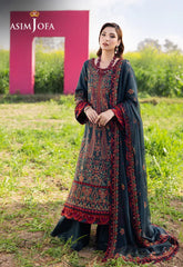 ASIM JOFA-3PC DHANAK EMBROIDERED SHIRT WITH DHANAK EMBROIDERED SHAWL AND TROUSER-ADR-5123