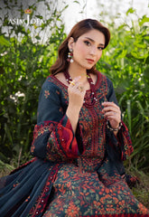 ASIM JOFA-3PC DHANAK EMBROIDERED SHIRT WITH DHANAK EMBROIDERED SHAWL AND TROUSER-ADR-5123