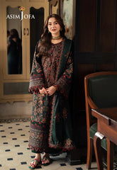 ASIM JOFA-3PC DHANAK EMBROIDERED SHIRT WITH DHANAK EMBROIDERED SHAWL AND TROUSER-ADR-5206