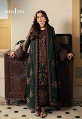 ASIM JOFA-3PC DHANAK EMBROIDERED SHIRT WITH DHANAK EMBROIDERED SHAWL AND TROUSER-ADR-5206