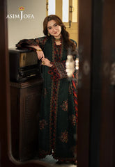 ASIM JOFA-3PC DHANAK EMBROIDERED SHIRT WITH DHANAK EMBROIDERED SHAWL AND TROUSER-ADR-5206