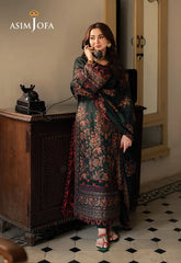 ASIM JOFA-3PC DHANAK EMBROIDERED SHIRT WITH DHANAK EMBROIDERED SHAWL AND TROUSER-ADR-5206