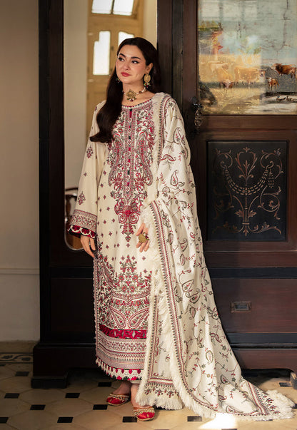 ASIM JOFA-3PC DHANAK SEQUENCE EMBROIDERED SHIRT WITH DHANAK EMBROIDERED SHAWL & DHANAK TOUSER-ADR-4060