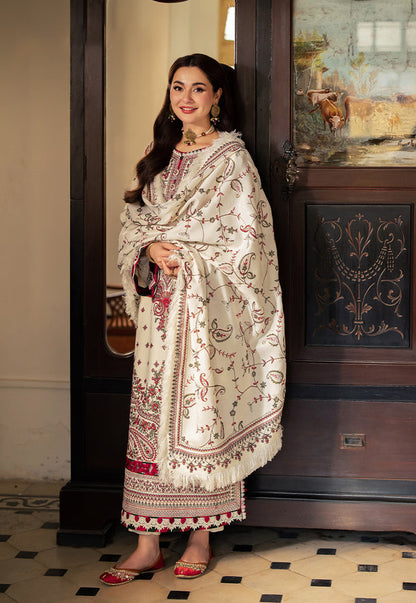 ASIM JOFA-3PC DHANAK SEQUENCE EMBROIDERED SHIRT WITH DHANAK EMBROIDERED SHAWL & DHANAK TOUSER-ADR-4060