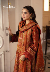 ASIM JOFA-3PC KARANDI SEQUIN EMBROIDERED SHIRT WITH KARANDI EMBROIDERED SHAWL AND TROUSER -ADR-4330