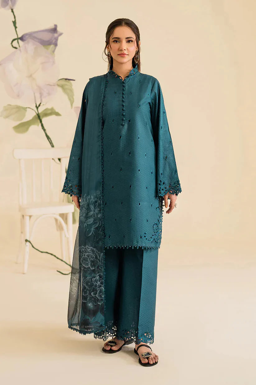 IZNIK - 3PC LAWN EMBROIDERED SHIRT WITH MANAAR PRINTED DUPATTA AND TROUSER -ADR-3747